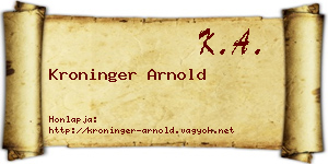 Kroninger Arnold névjegykártya